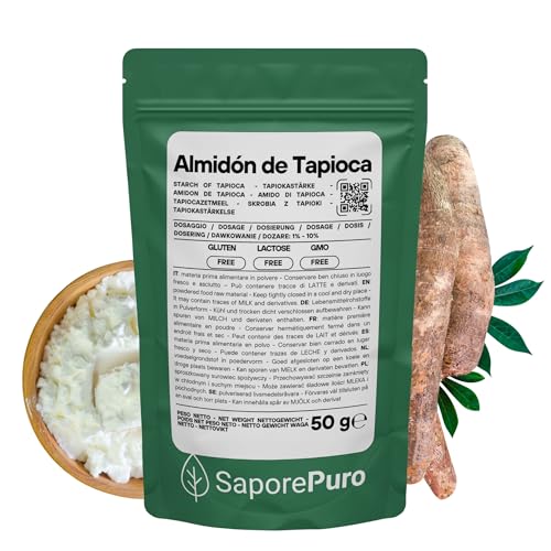 SaporePuro Almidón de Tapioca 50 g – Sin Gluten – Espesante Natural para Cremas, Salsas, Postres y Preparaciones Culinarias