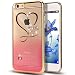 iPhone 6S Case,iPhone 6 Case,ikasus Red Love Heart Glitter Bling Crystal Rhinestone Diamonds Clear Rubber Golden Electroplate Plating Frame TPU Soft Silicone Bumper Case Cover for iPhone 6/6S 4.7"