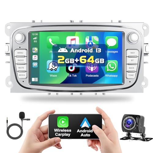 Podofo 2+64G Autoradio für Ford Focus C-Max S-Max Mondeo Kuga Galaxy Mondeo 9