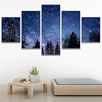 SIGNWIN 5 Panel Canvas Wall Art Modern Art Astronomy & Space Cosmic Decorative Elements Dramatic Multicolor Photography for Home Decorations Ready to Hang - 60