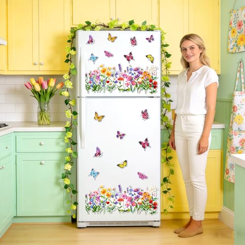 Imanes decorativos mariposas y flores para hogar 12 piezas miniatura 6