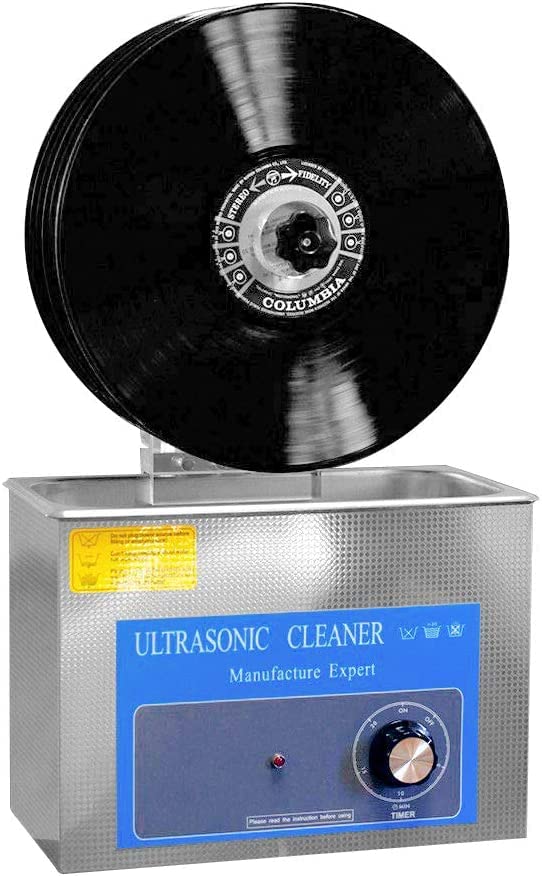 Pulitore a ultrasuoni per Dischi in Vinile, Macchina per la Pulizia dei Dischi a ultrasuoni da 4 Litri, 140 W con stendino e Timer, Ideale per Dischi in Vinile da 12 Pollici