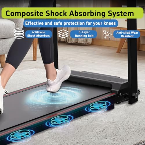 Image of Walking Treadmill Pad with APP, Folding Treadmills with Handle Bar, Low Noise Walking Vibration Pad, Quiet Walking Machine, 3HP Electric Walking 300LBS Capacity, Capacity, Portable Small Home Gym
