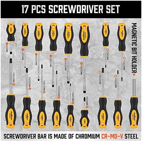 HORUSDY 58-piece Magnetic Screwdrivers Set with Case, Include Phillips, Slotted, Pozidriv, Square, Hexagon, Torx and Magnetizer demagnetizer Screwdriver Set for Tools for Men