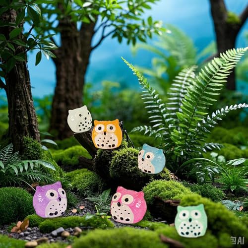 Image of FEXIA 30pcs Mini Resin Owls Collection Mini Resin Animals to Hide Tiny Glow in the Dark Figures for Aquariums Dollhouses Fairy Garden Accessories