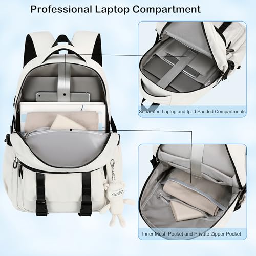 Mochila escolar para adolescentes e mulheres, mochila para laptop universitária, conjunto de 3 peças