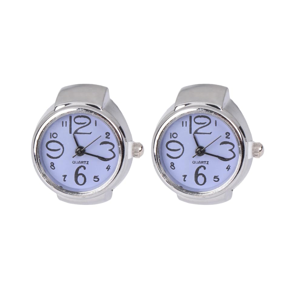 VILLCASE 2 Piezas Reloj Anillo Elástico Mujer, Metal DiseñO Elegante Dial Redondo Fácil Lectura Accesorio De Moda para Hombres Y Mujeres, Accesorio De Moda para Mujeres Y Hombres