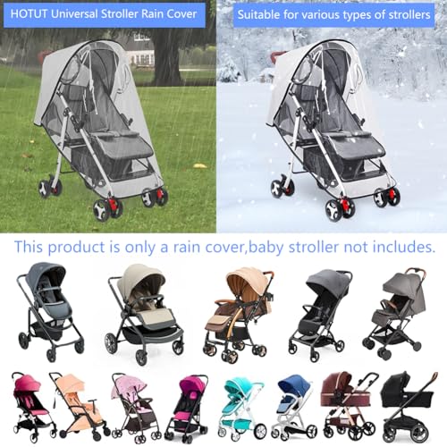 Miniatura 4 de Hotut Plastico Lluvia Silla Paseo Universal, Funda Impermeable Para Cochecito, Transpirable Protector Lluvia Carro Bebe Universal, A Prueba De Viento, A Prueba De Lluvia, A Prueba De Nieve