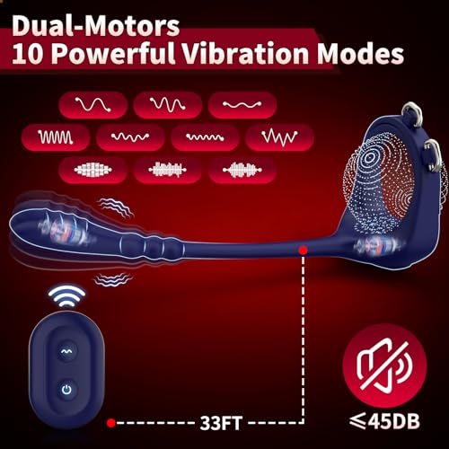 Male-Prostate-Massager-Anal-Beads-Butt-Plug-Cock-RingG-Spot-Vibrator-Sex-Toy-for-Couple-Clitoral-StimulationVibrating-Penis-Ring-Anal-Vibrators-Adult-Toys-with-Adjustable-Buckle-for-Men-Pleasure