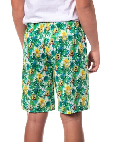 Spongebob Squarepants Pajamas Men's Tropical Plants Sleep Lounge PJ Shorts4