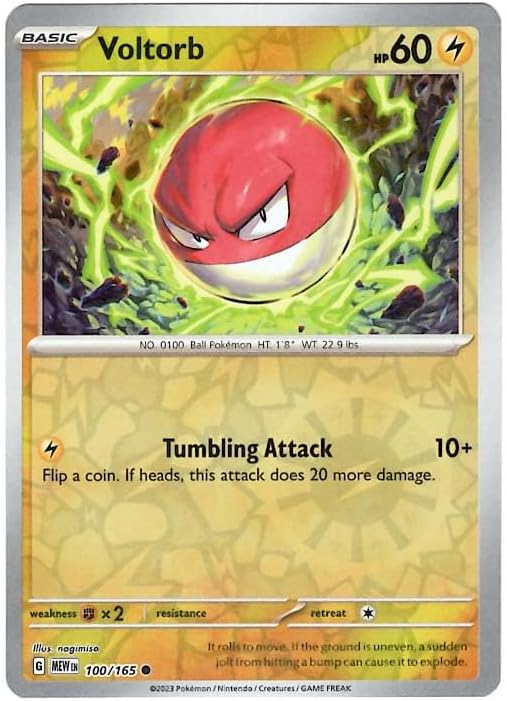 Pokemon - Voltorb 100/165 - Pokemon 151 - Reverse Foil - Single Card