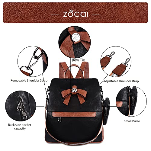 Image of ZOCAI Backpack Purse for Women Fashion Backpack Purses PU Leather Daypacks Anti-Theft Shoulder Bag Satchel Purse