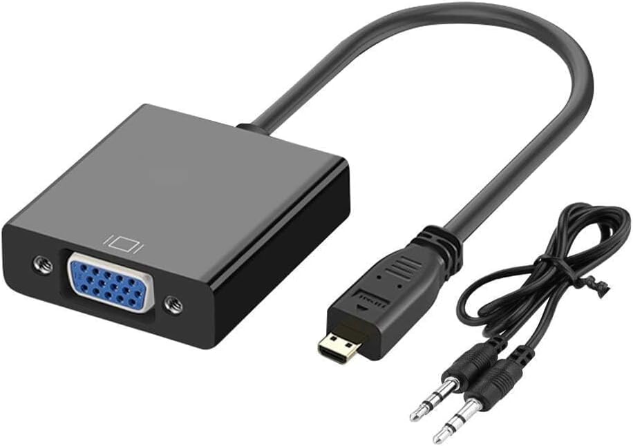 Micro HDMI to VGA Adapter with Audio, Active Micro HDMI Male to VGA Female Converter, 1080P Full HD Video Cable for Laptop, Projector, HDTV, Chromebook, Raspberry Pi 4