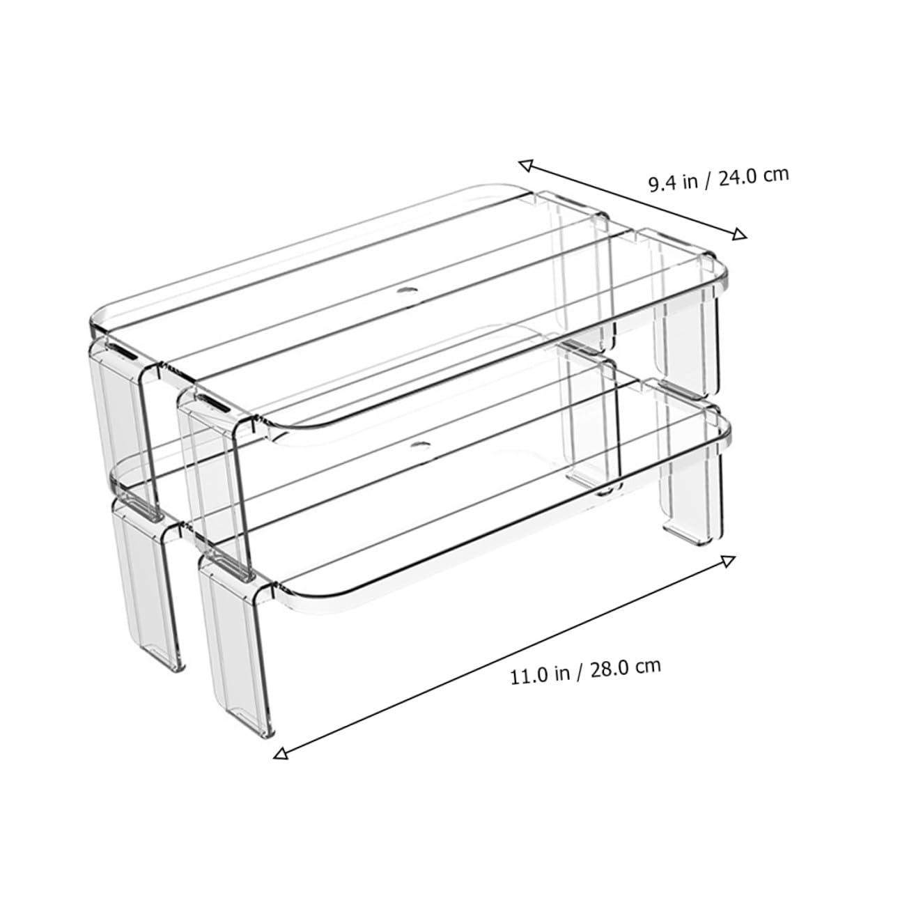 2 pezzi Scaffale Frigorifero Trasparente Supporto Impilabile per Organizzazione Cucina e Frigo Porta Spezie e Accessori Materiale Sicuro e Resistente