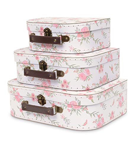 Jewelkeeper 3 Decorative Storage Boxes - Paperboard Vintage Suitcase - Mini Suitcases Decor - Prop Cardboard Suitcase For Antique Travel Decorations - Mini Luggage Gift Box For Birthday Or Wedding #TOP2