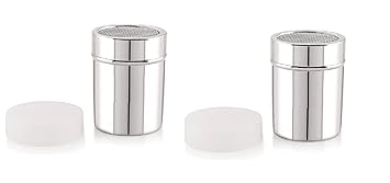 Dynore Stainless Steel Chocolate Shaker| Chat Masala Sprinkler| Dredger Shaker- Set of 2