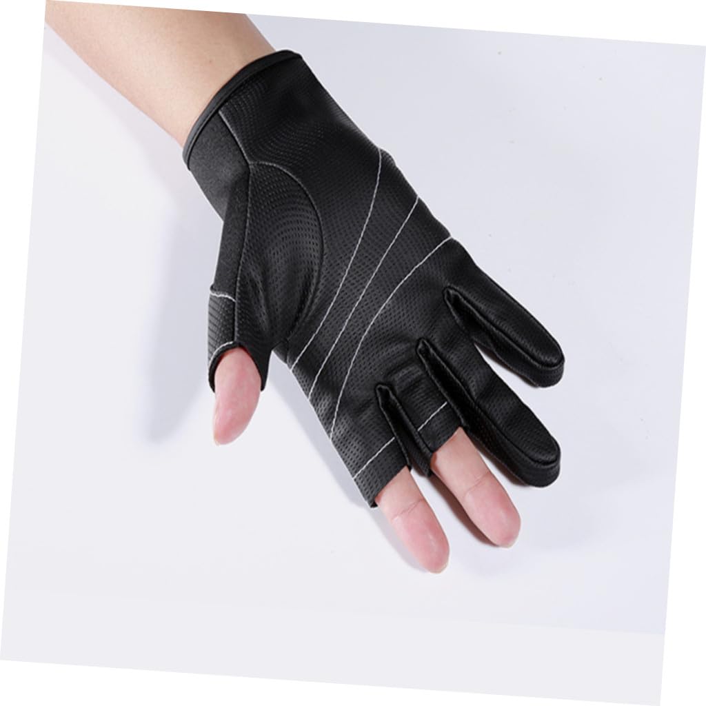 YARNOW 2pares Guantes De Pesca Antideslizantes De para Actividades Ajustables y Equipamiento De Ciclismo y Pesca Negro