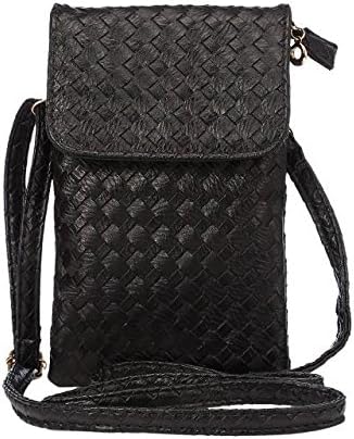Universal Crossbody Bag Purse Cell Phone Pouch Multipurpose Soft PU Leather Wallet Moblie Phone Carrying Cases Shoulder Bag with Shoulder Strap for Smartphone Under 6.2'' from WaitingU -Black