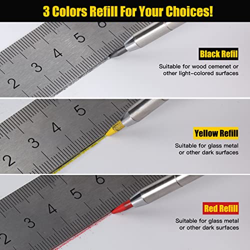 Wzone Tieflochmarker Schwarz mit Minen Markierungsstift Tischler Bleistift Baustift Ölhaltiger mit Anspitzer Baustellen Stift DIY Tiefloch Markierwerkzeug auf Holz Metall Betonfliesen