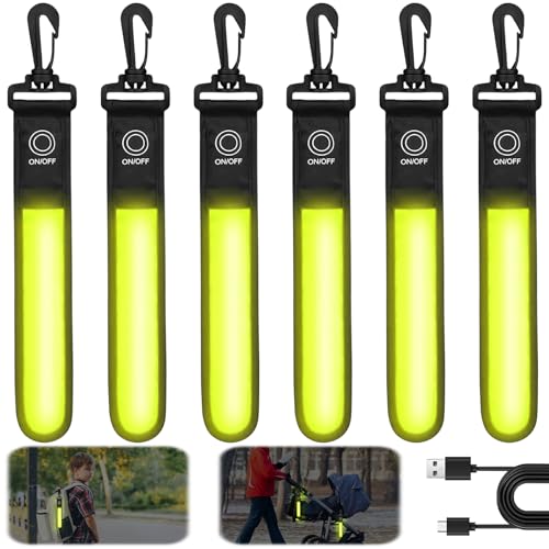 6 Stück LED Blinklicht Schulranzen, 3 Modi USB Aufladbar Reflektierende Anhänger, Sicherheitslicht Blinklicht Schulranzen Kinder, Wasserdichte Reflektor Anhänger für Schulranzen Rucksack (Grün)