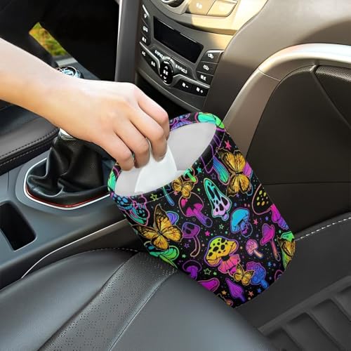 Image of Funny Colorful MushroomTrash Bag, Car Trash Can - Cute, Portable, Collapsible for Back Seat, Floor, or Hanging Headrest Waste Basket - Car Garbage Accessory
