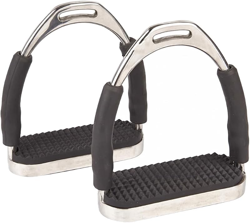 Flex Stainless English Saddle Stirrups Iron Pads Knee Ankle Stress Pain Relief