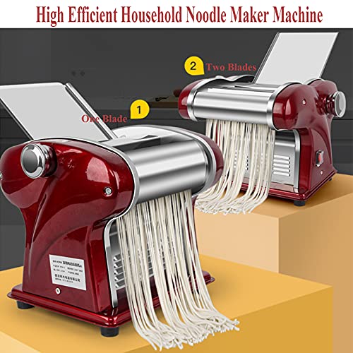 Electric Household Pasta Maker Automatic Noodle Maker Machine Dough Pressing Spaghetti Roller 2-In-1 Stainless Steel For Home Commercial Use Cut 2.5Mm Round & Flat Noodle (2.5Mm Noodle Blade) #TOP6
