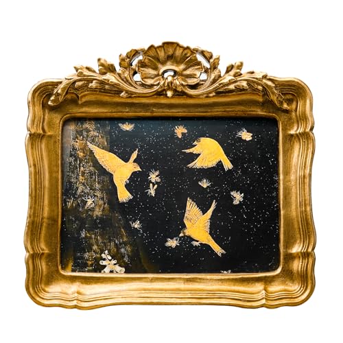 YULINKLIN 5x7 Vintage Picture Frame, Antique Bronze Gold Ornate Carved