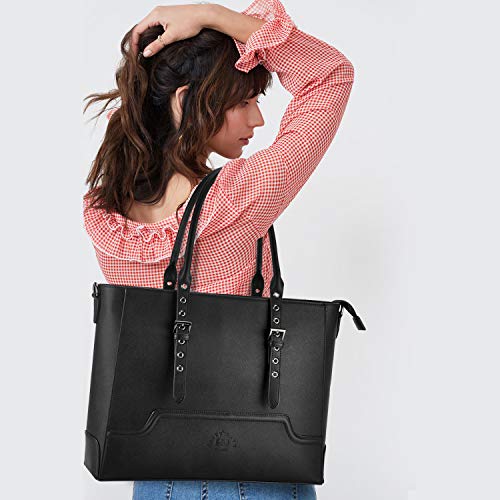 17 Inch Briefcase for Women,Classic Laptop Bag for Women Multi-Pockets Work Bag Business Computer Bag with Adjustable Shoulder Strapand Tablet,black