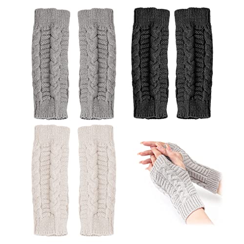 3 pares de guantes giratorios para mujer, guantes tejidos no tejidos, cálidos en otoño e invierno, guantes sin dedos a la moda, adecuados para exteriores, ciclismo y viajes