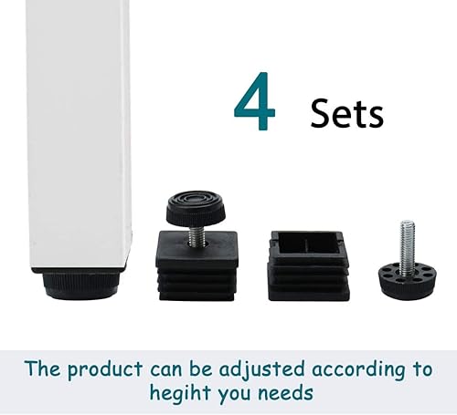 Miniatura 7 de uxcell Pies de nivelación 1.181 x 1.181 in insertos cuadrados muebles nivelador ajustable 4 juegos