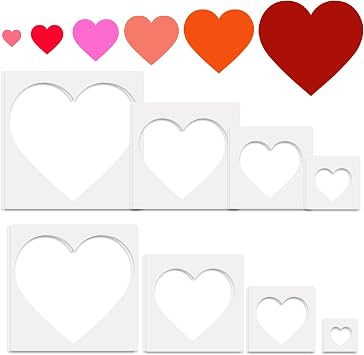 HADDIY Heart Stencils for Painting on Wood,16 Pcs Plastic Large to Small Different Sizes Heart Templates for Drawing and Crafts,Spraying on Wall-Reusable