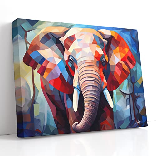 Toile éléphant cubisme abstrait ZELLART 100x75cm pour décorer un bureau moderne