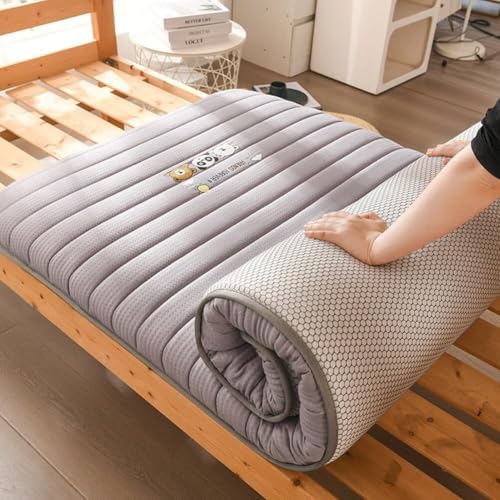 Matelas futon Japonais Pliable et Enroulable, Matelas de Sol Portable pour dortoir, Camping, Voyage, lit d'appoint (Gris, 99 x 200...