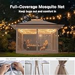 Amada 13x13 Pop Up Gazebo, One Push Outoor Canopy Tent with Wheeled Cover Bag, Pop Up Canopy with Netting for Patio, Party, Backyard,3-Speed Adjustable, Brown - Image 5