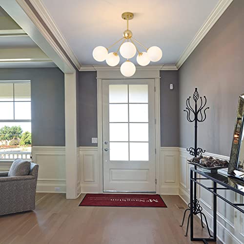 Kco Lighting 6-Light Frosted White Glass Globe Sputnik Chandelier Modern Gold Flush Mount Ceiling Light Mid-Century Close To Ceiling Light Fixture For Foyer Hallway Entry… #TOP3