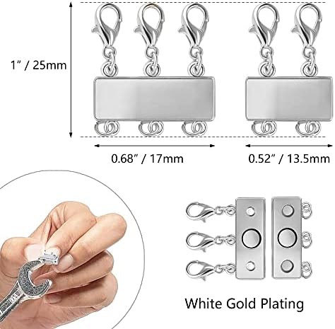 Necklace Clasps, 2PCS Sterling Silver Multi Magnetic Necklace Layering Clasps Necklace Bracelet Separator Lobster Clasps for Jewellery Crafts Making