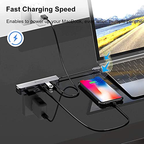 Image of Vaku Luxos USB Hub Type C SENTINEL 7IN1 multiport USB 2.0 /3.0 High-Speed Adapter connector (5GBPS) data transfer Converter Extension, 4K HDMI, SD /TF Card Reader docking station USB A Port Compatible with Macbook Air Pro (M1, M2 etc), iPad Pro Air, Laptop, and Other Type C Mobile & Devices