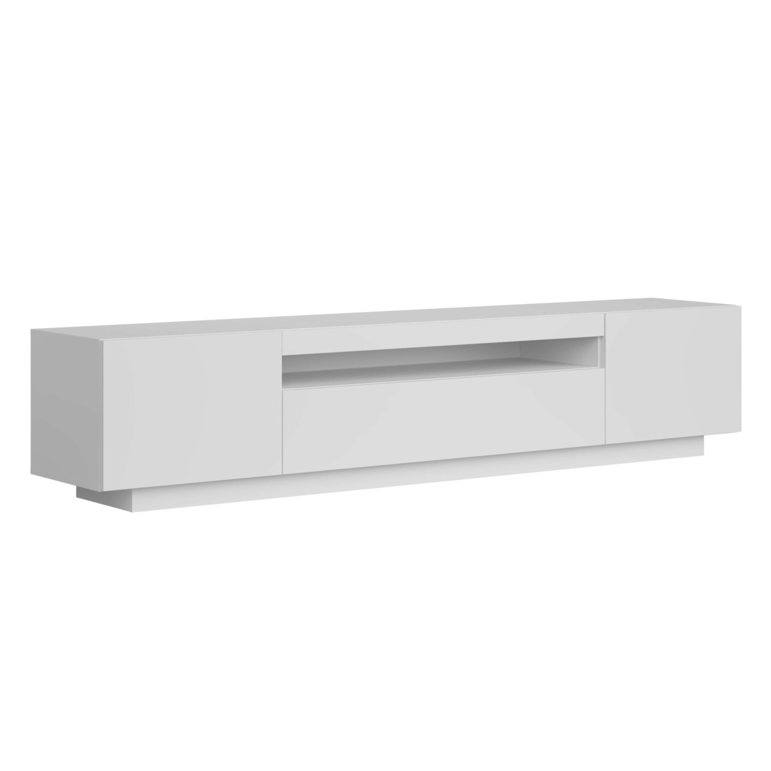 Miroytengo Mueble de TV Sami para Salón Estilo Contemporáneo en Color Blanco con 1 Cajón, 2 Puertas y 1 Hueco Abierto 200x41,6x37,3 cm