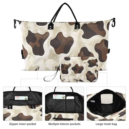 2 Piece Duffel Bag with Toiletry Bag - 20x8x14 Inch Travel Bag + 9x3.5x6 Inch Organizer, Cow (33) Luggage Set2