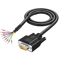 Vista 9 de 6.56ft 24AWG DB9 hembra RS232 9 Pin Serial Cable de extensión serial, conector chapado en oro de 9 pines con cable de extremo de alambre desnudo