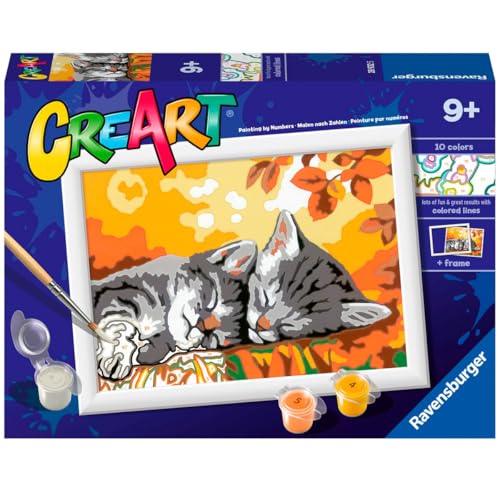 Ravensburger CreArt Autumn Kitties Paint by Numbers pour Enfants - Kits de Peinture et d'artisanat pour Enfants de 9 Ans et Plus
