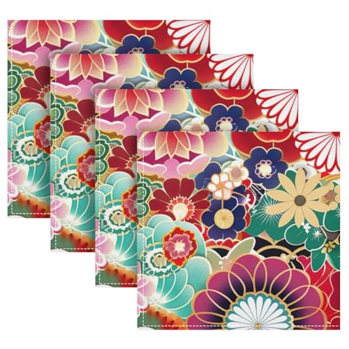 Servilletas de Tela Polyester con Flor Japonesa Juego 4 miniatura 1