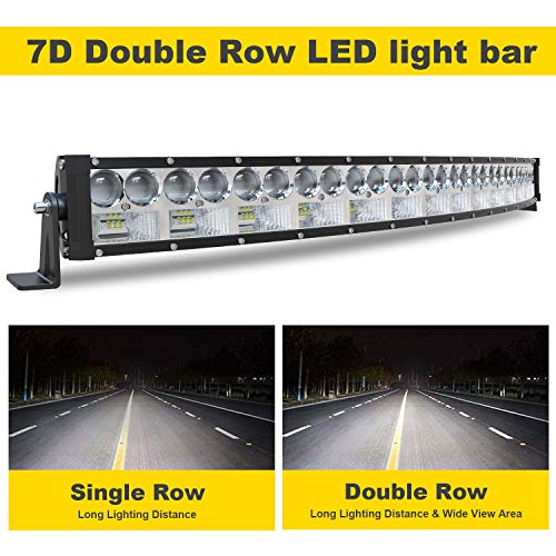 Turbo Sii - 2021 New Super Bright Led Light Bar 32 Inch Curved 180W 7D Lens Spot Flood Combo Offroad Led Bar+3 Inch Combo Led Pod Lights W/Wiring Harness For Trucks Atv Utv Suv Boats #TOP7