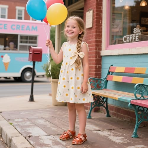 Image of Flaryzone Girls Sandals Closed Toe Summer Flats Dress Sandals Shoes Toddler /Little Kid