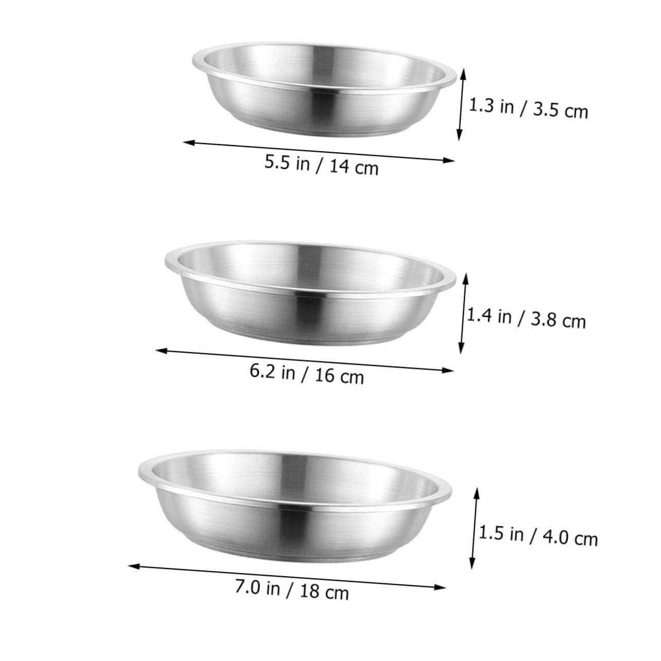 COLLBATH 3pcs Stainless Steel Round Plates Dinner and Snack Dishes for Camping Picnics Home Use Lightweight Sturdy Easy to Stack Metal Plates Resistant