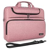 DOMISO 15-15,6 Pouces Imperméable Sacoche de Protection Ordinateur Portable Sac à Bandoulière pour 15.6' Lenovo IdeaPad ThinkPad/HP Pavilion 15 ENVY 15 / Dell XPS 15 / Apple/Asus, Rose&Noir