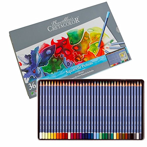 CRETACOLOR Marino Aquarelle Watercolor Pencil Set of 36 (Water Soluble Colour Pencils),Assorted,36 Count (Pack of 1),240 36