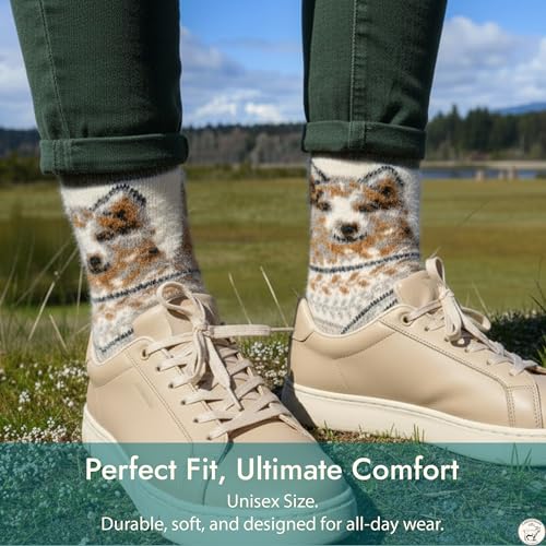 Image of Angora Wool Socks - Machine Washable Dry-Foot Fuzzy Warm Breathable Soft Unisex Indoor /Outdoor Socks for Women and Men