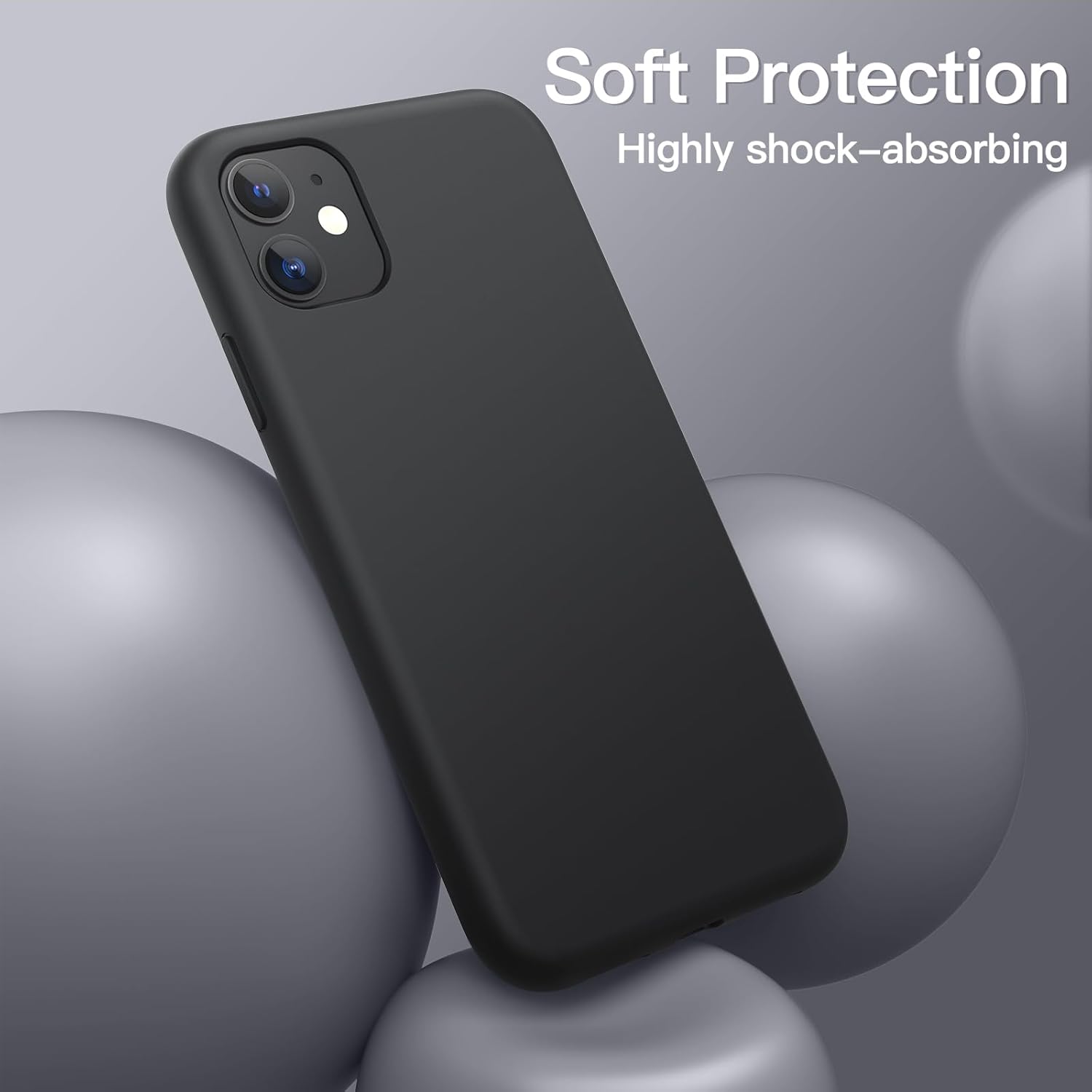 JETech Silicone Case for iPhone 11 (2019) 6.1-Inch, Silky-Soft Touch Full-Body Protective Case, Shockproof Cover with Microfiber Lining (Black)